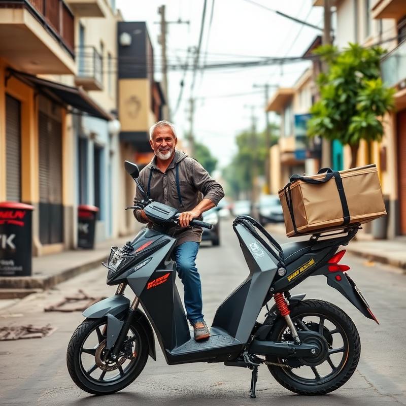 Josué Almeida com a E-Bike Hammer da KSQ Bike Elétrica
